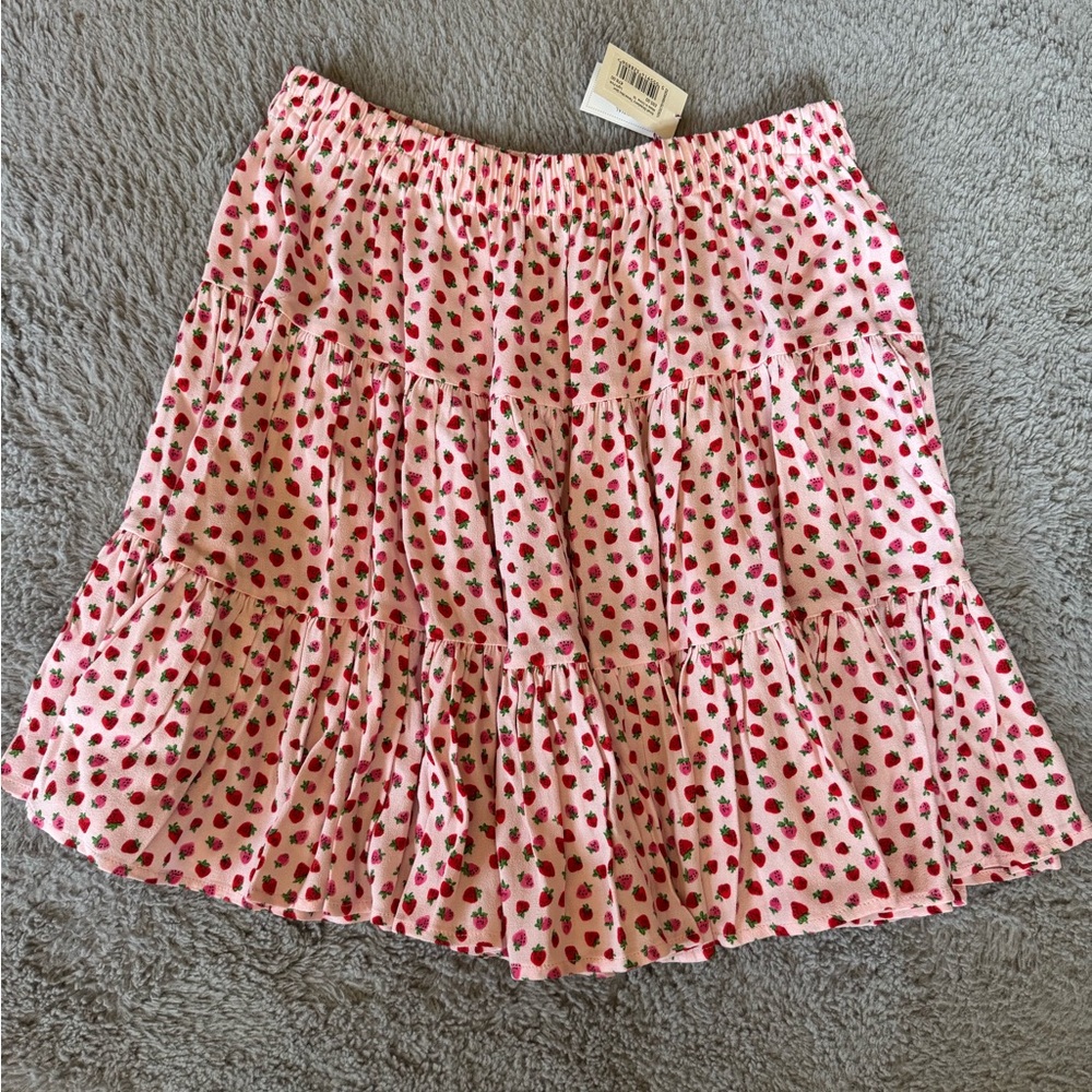 Cath Kidston Pink Pleated Strawberry Mini Skirt